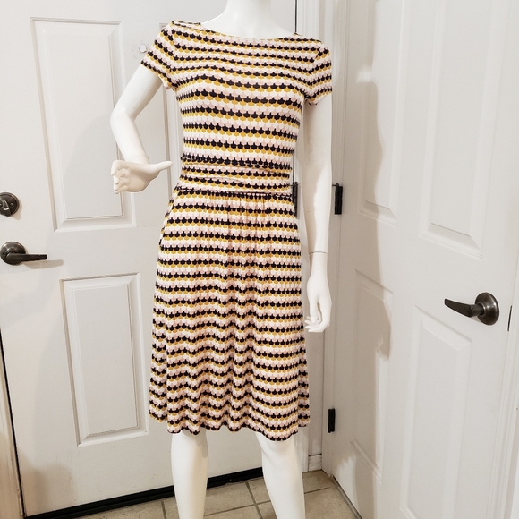 Boden Size 6 Elegant Striped Dress in Navy and Cream - Picture 2 of 12